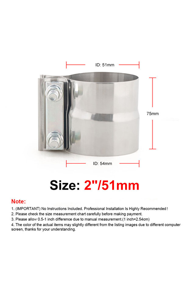 2INCH 2.0" 2.25" 2.5" 2.75'' 3.0" 4.0" Stainless Exhaust Sleeve Butt Clamp Exhaust Band Clamp Stra