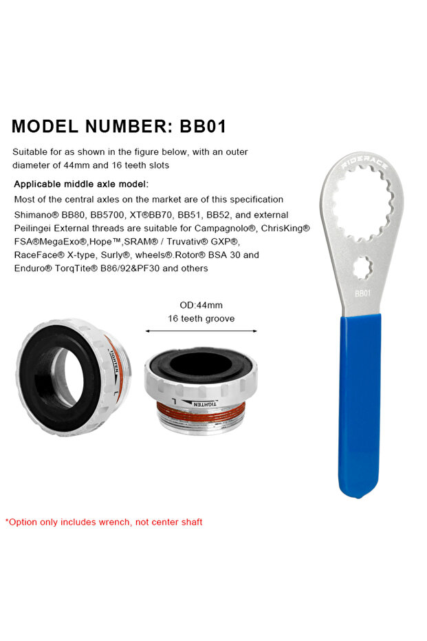 BB01 RIDERACE Bicycle Bottom Bracket Wrench Removal Tool Bike BB Remover 39/41/44/46/49mm For Shiman