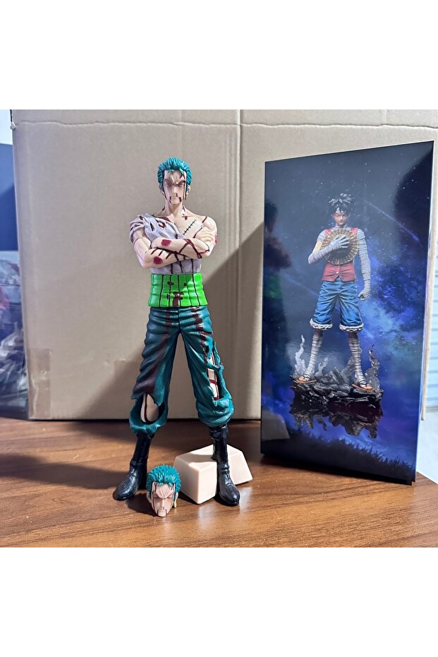 Bandai Roronoa Zoro 27cm One Piece Anime Action Figure Roronoa Zoro Vinsmoke Sanji Stand Posture Pvc