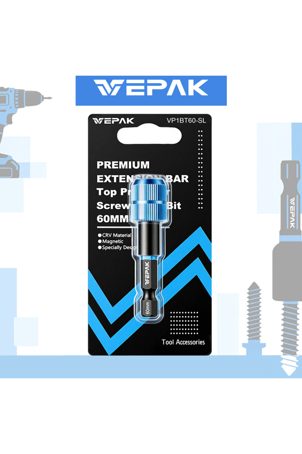 VP1BT60-SL VEPAK Impact Screwdriver Bit Holder Set Hexagonal Handle S2 Steel High Hardness Anti-slip