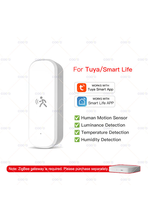 مستشعر حركة رادار ذكي بتقنية Zigbee 10G MmWave لجهاز Tuya TH، مزود بمستشعر ذكي لجسم الإنسان مع قياس الإضاءة ودرجة الحرارة.