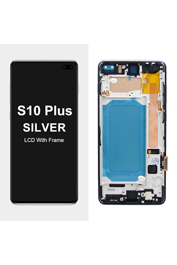شاشة TFT فضية لهاتف S10 Plus مع بصمة الإصبع، لهاتف S10+ G975F، شاشة LCD تعمل باللمس الرقمي