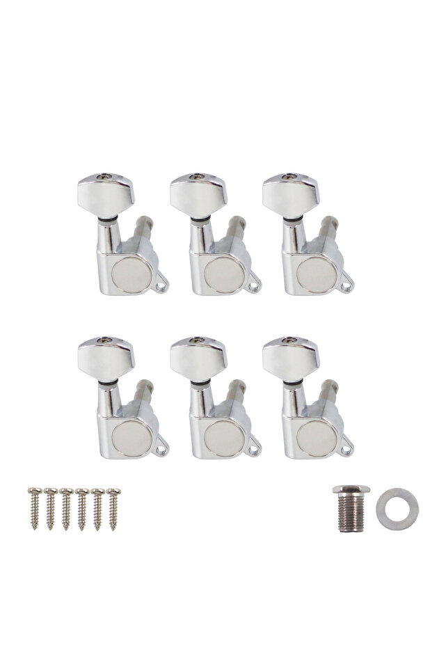 CR right 6PCS Electric Guitar Machine Heads Tuning Pegs Keys Small Button, 6L/6R Available, Black/ C