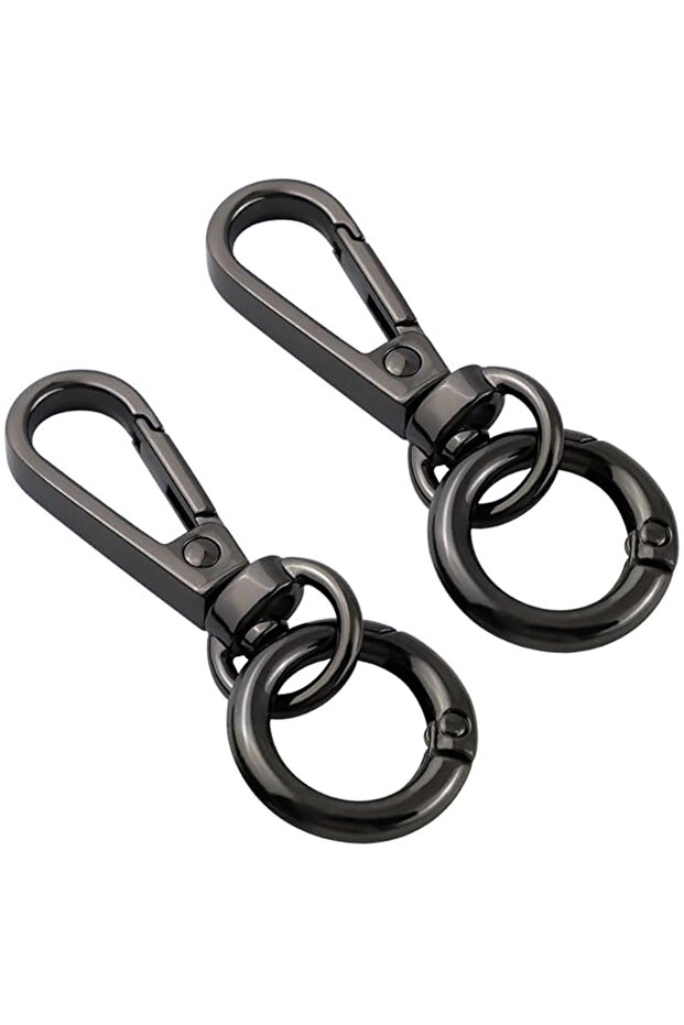 3 Sets Black 3/6/15/30 Sets Swivel Snap Hooks Double Opening Keychain Clip Rings Metal Lobster Claw