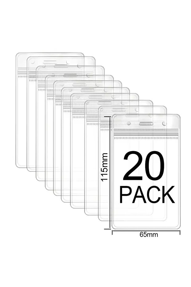 A-Clear 20PCS 50/40/10/1PCS Transparent Name ID Badge Holder Waterproof Thick Vertical Business Card