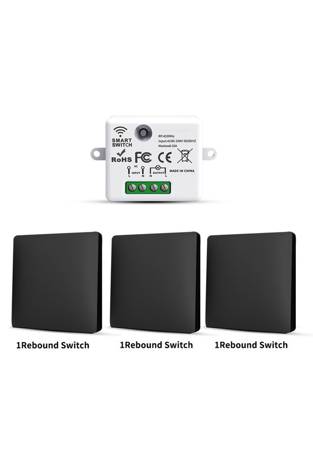 مفتاح إضاءة ذكي لاسلكي 3x1gang1receiver LVGEMSS RF433 ذاتي التشغيل ومقاوم للماء للتحكم عن بعد في الإضاءة