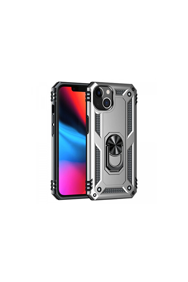 جراب آيفون 14 بلس غطاء سيليكون صوفيا مع حلقة - فضي - 1