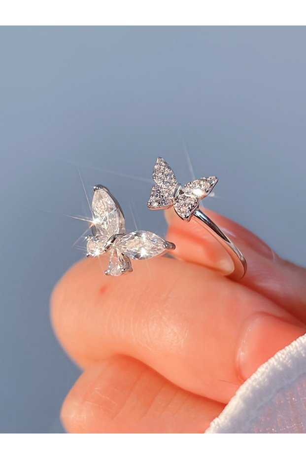 Women Silver Butterfly Shape Ring