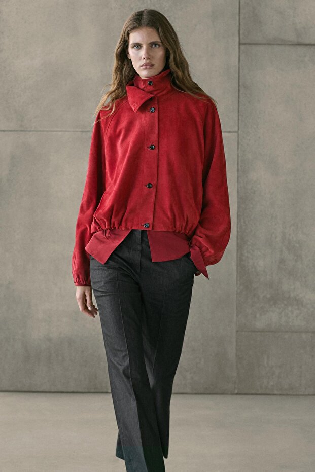 Süet deri bomber ceket - 2