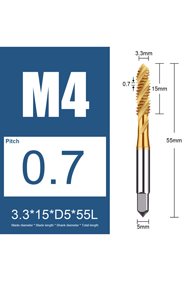 M4 M2 to M24 Machine Screw Tap Spiral Metric Thread Tap For Stainless Steel Titanium Coated Threadin