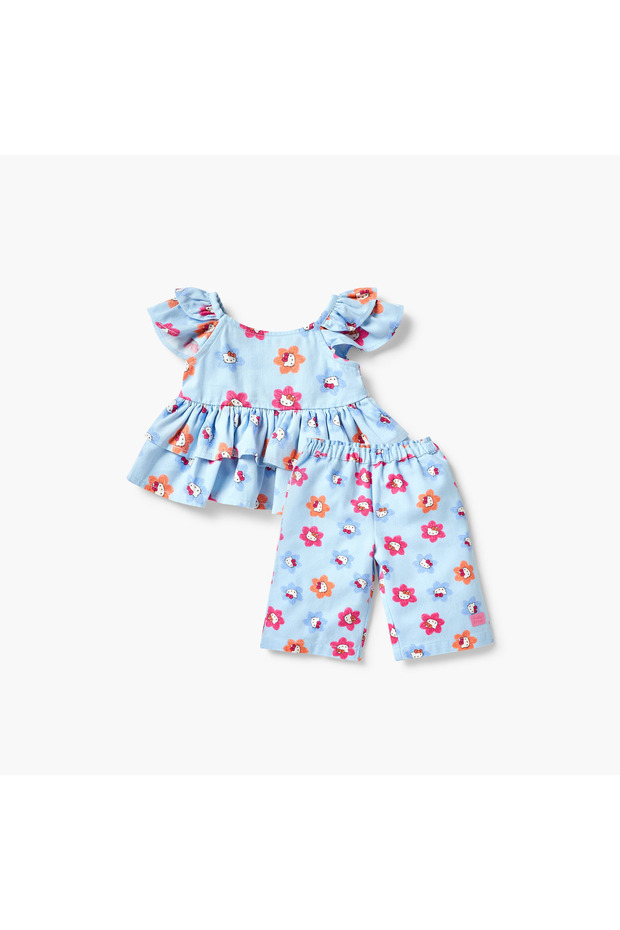 Hello Kitty Print Top and Pants Set