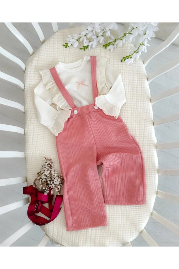 Fisto Strapless Salopet with Snap Fasteners on the Shoulders, Sweatshirt Set of 2 for Girls, Holiday Set
