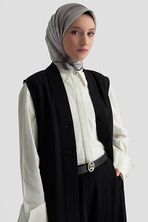 Düğmeli Oversize Yelek Siyah - 4