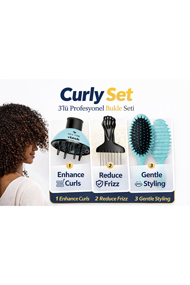Curl Defining Hair Set – Diffuser + Comb + Brush
