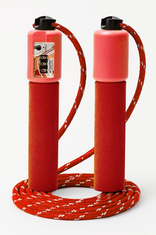 Jump Rope with Counter Length Adjustable Skipping Tab Rope Jump Rope Braided Cord K1543