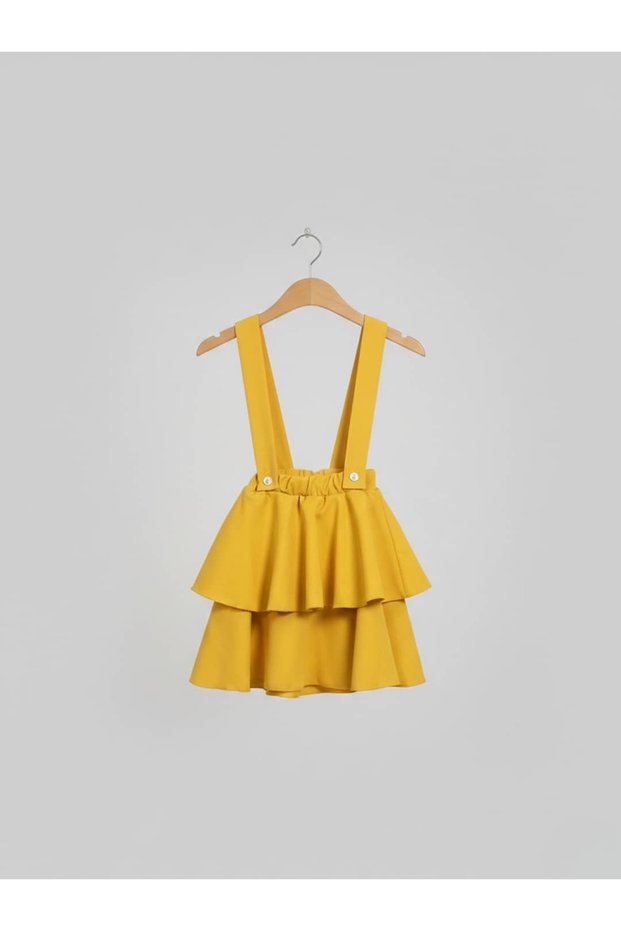 Girl's Yellow Layered Salopet Skirt (Ages 5-14)