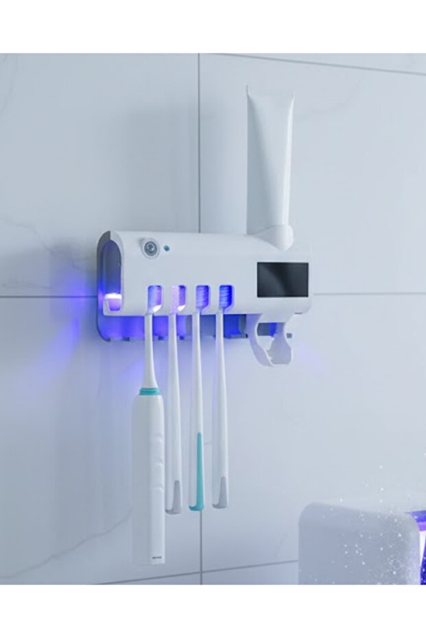 حامل فرشاة أسنان أوتوماتيكي لعصر معجون الأسنان بالأشعة فوق البنفسجية - 3