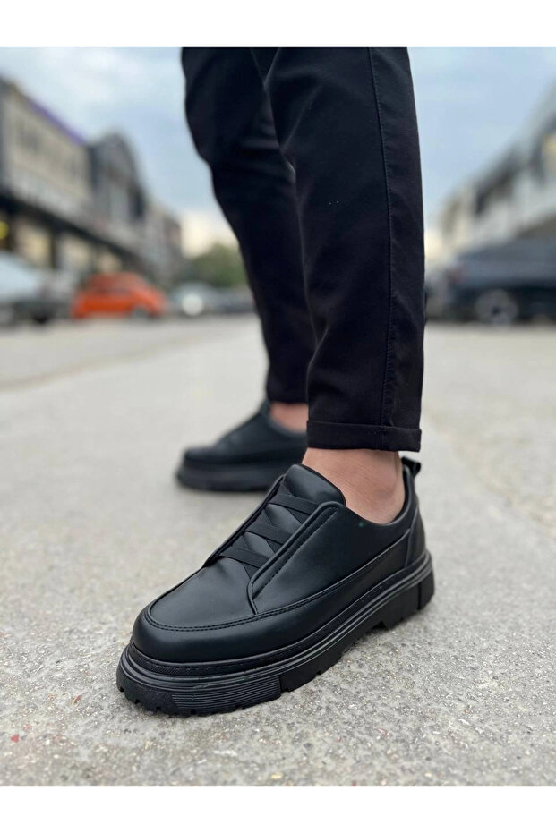 Kb-703 Kuback Charcoal Leather Elastic Casual Men's Shoes