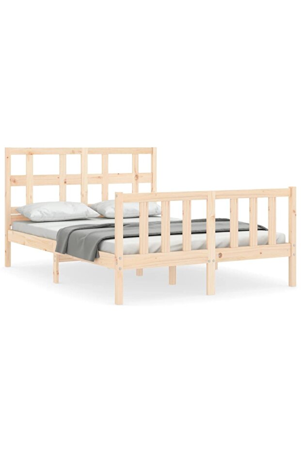 4FT Bed Frame with Headboard, Small Double, Solid Wood - 2