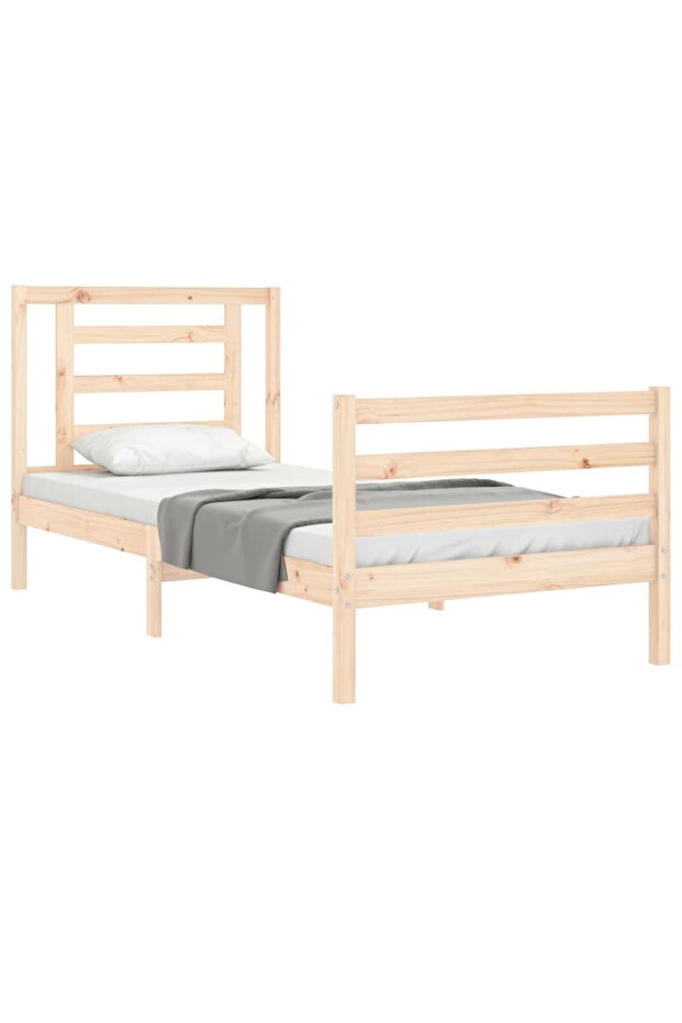 Bed frame with headboard, 90x200 cm, solid wood - 4