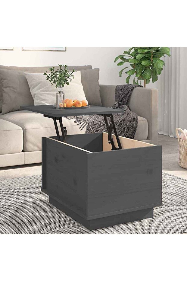 Coffee table, gray, 40x50x35 cm, solid pine wood - 3