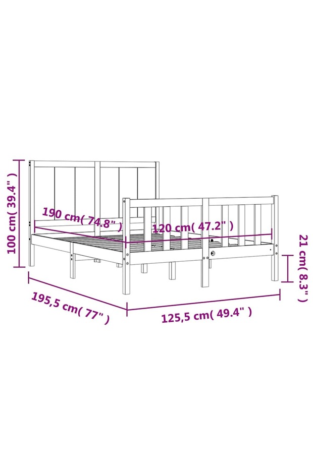 4FT Bed Frame with Headboard, Small Double, Solid Wood - 8