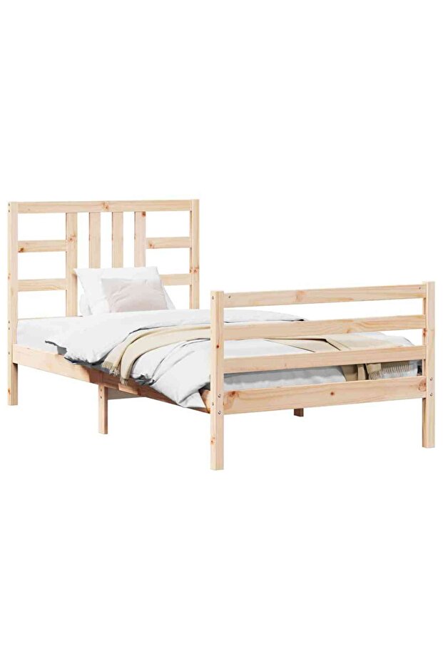 Bed frame with headboard, 100x200 cm, solid wood - 4