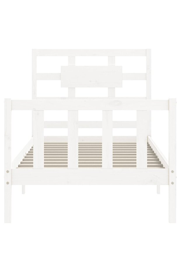 Bed frame with headboard 3FT, single, white, solid wood - 6