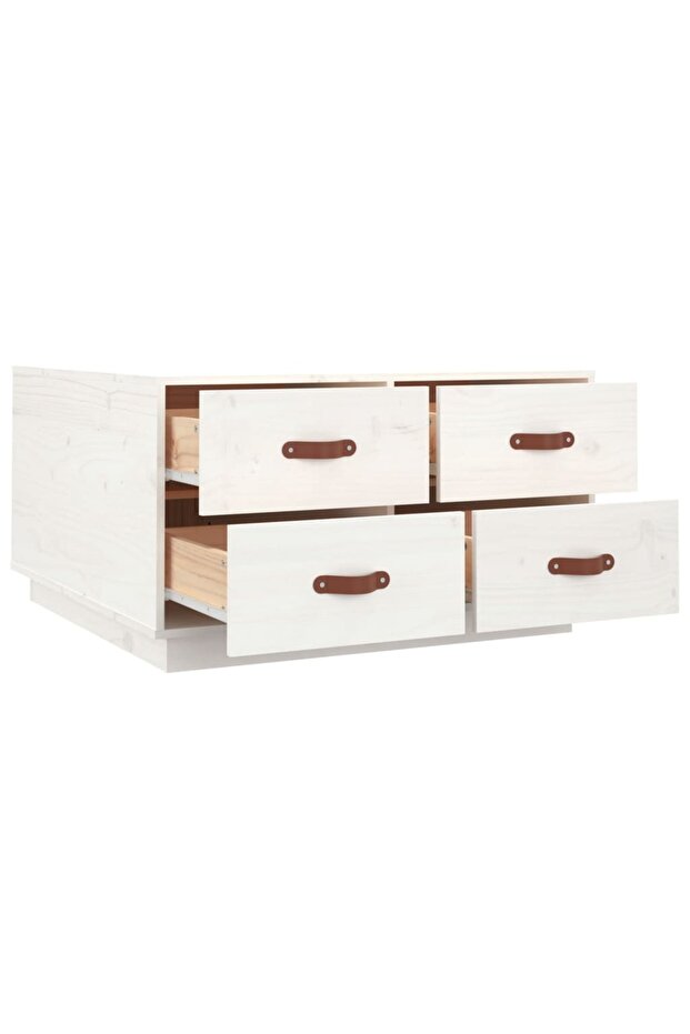 Coffee table, white, 80x80x45 cm, solid pine wood - 7