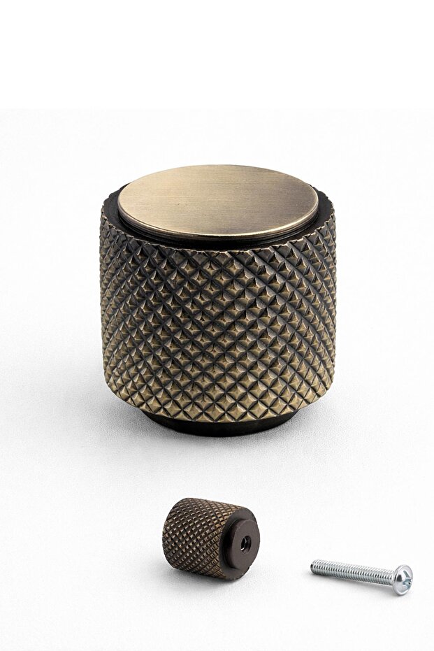 Button Metal Handle Antique Yellow Drawer Furniture Kitchen Cabinet Cupboard Handle Handles Single Screw Striped