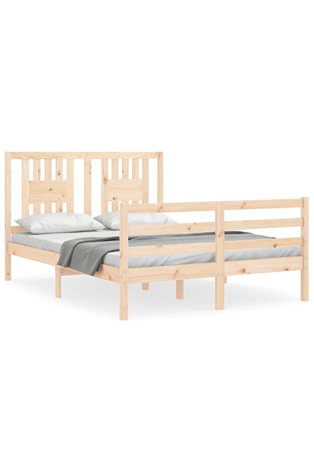 4FT Bed Frame with Headboard, Small Double, Solid Wood - 2