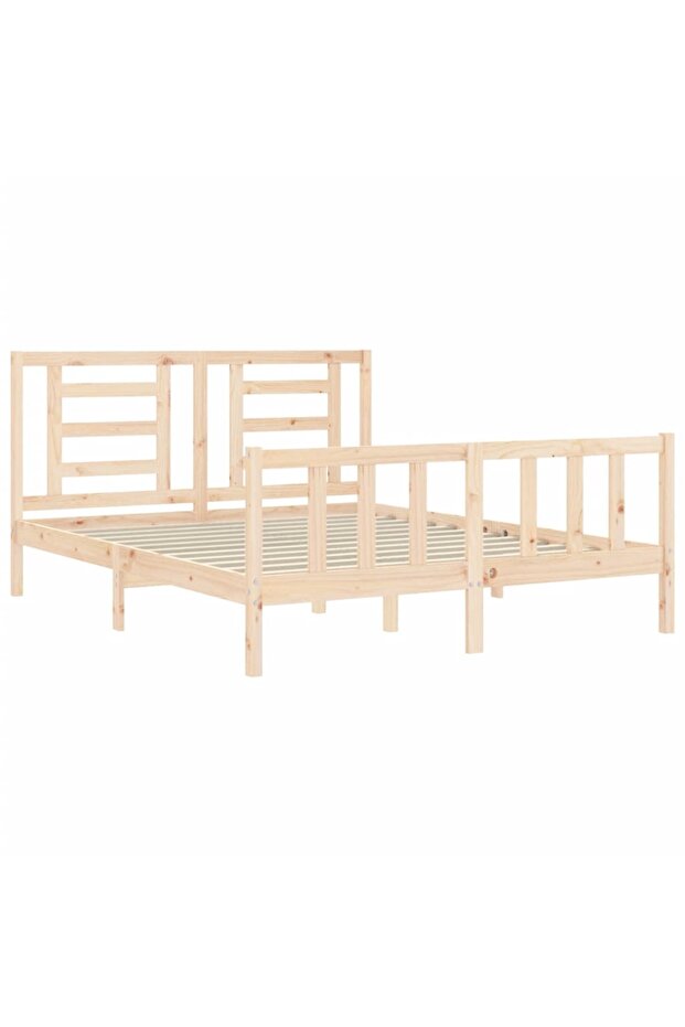 Bed frame with headboard, solid wood, king size 5FT - 5