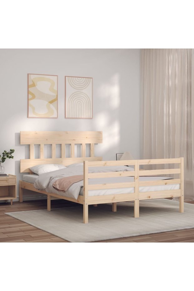 Bed frame with headboard, 120x200 cm, solid wood