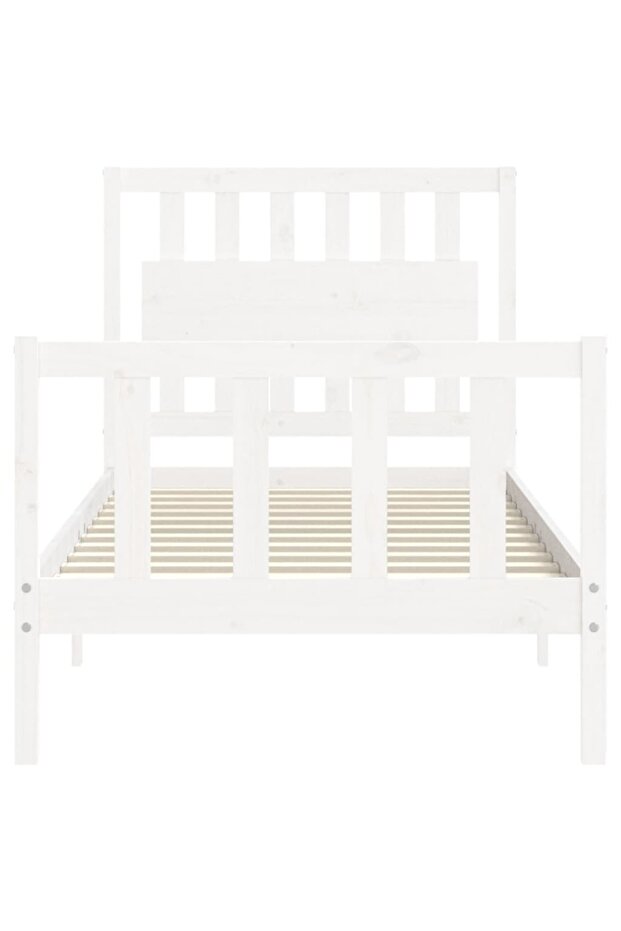 Bed frame with headboard 3FT, single, white, solid wood - 6