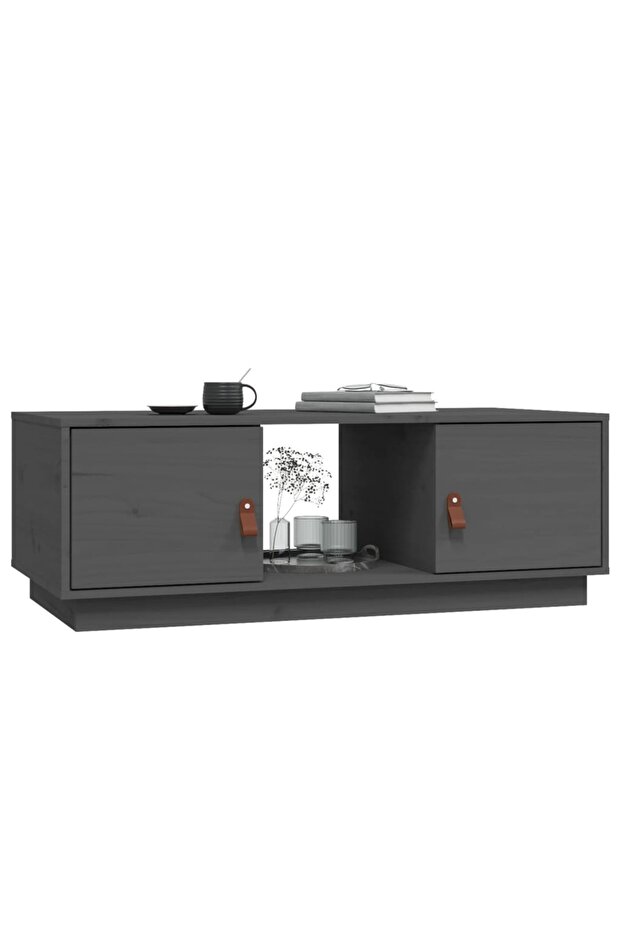 Coffee table, gray, 100x50x35 cm, solid pine wood - 4