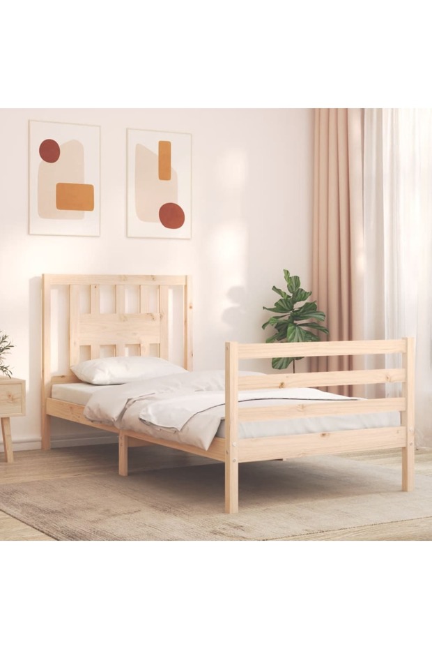 Bed frame with headboard 3FT, single, solid wood