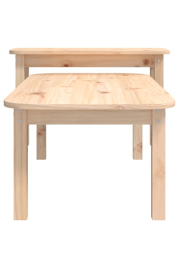 Coffee table set, 2 pieces, solid pine wood - 6