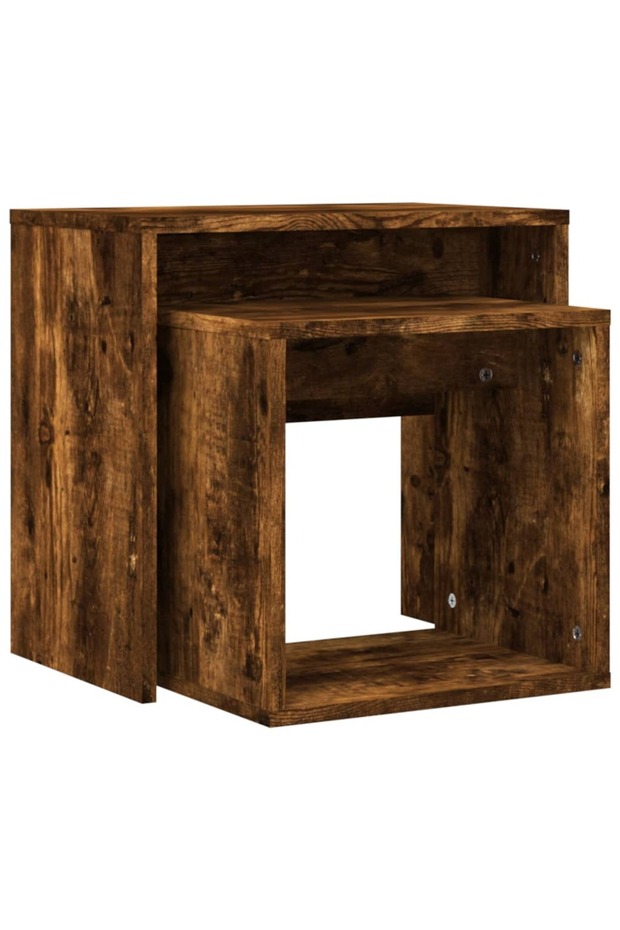 Stackable coffee tables, 2 pcs, smoked oak, engineered wood - 7
