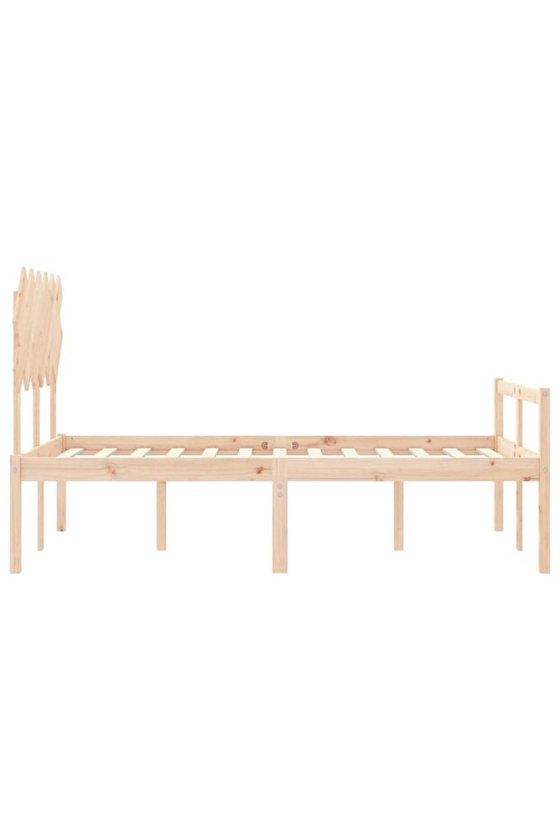 Bed frame with headboard, solid wood, double 4FT6 - 7