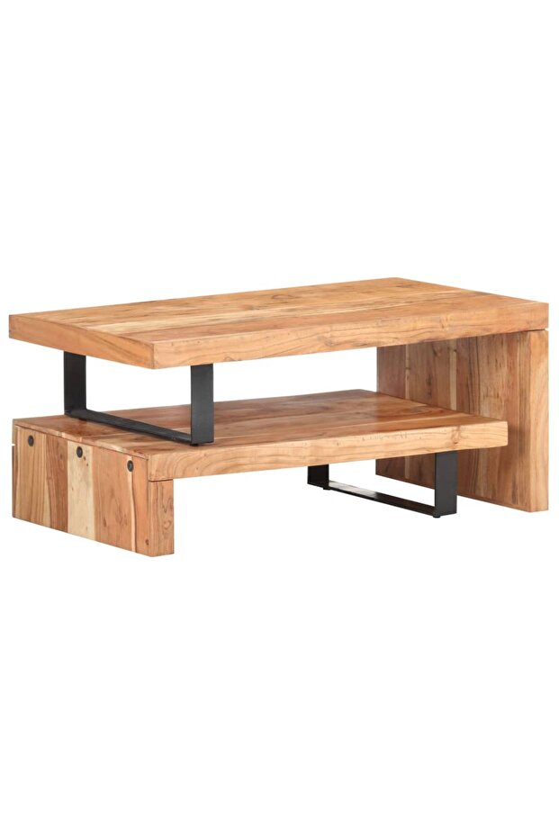 Coffee table set, 2 pieces, solid acacia wood - 2