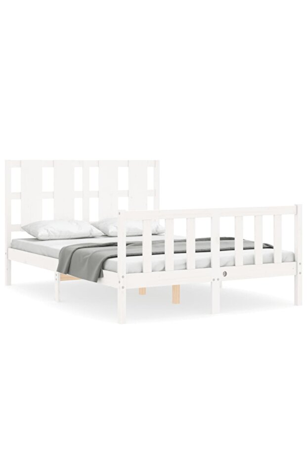4FT Bed Frame with Headboard, Small Double, Solid Wood - 2