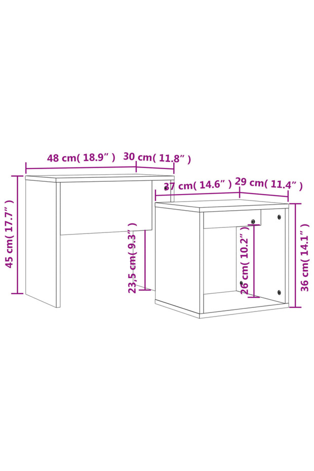 Stackable coffee tables, 2 pcs, smoked oak, engineered wood - 8