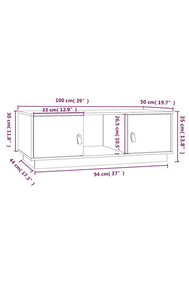 Coffee table, gray, 100x50x35 cm, solid pine wood - 8