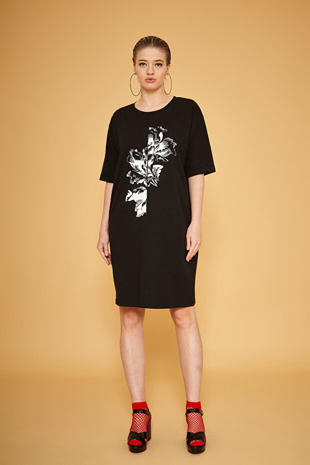 Baskılı Basic Elbise - 1