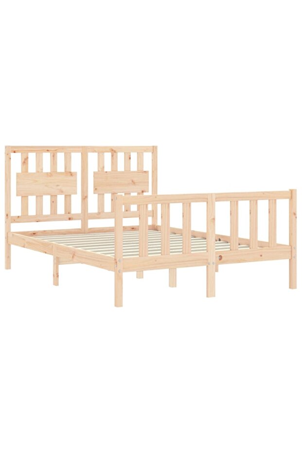 Bed frame with headboard, 120x200 cm, solid wood - 5