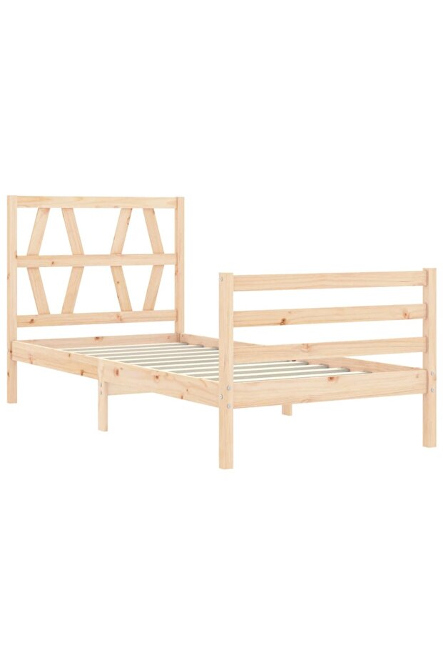 Bed frame with headboard, 100x200 cm, solid wood - 5