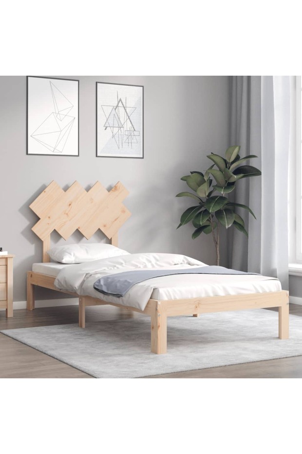 Bed frame with headboard, 90x200 cm, solid wood - 4