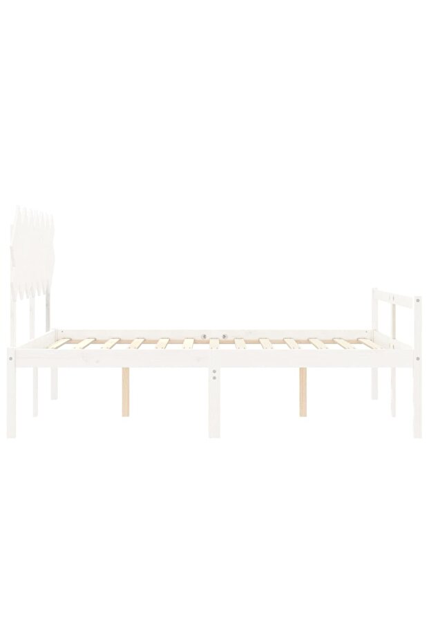 Bed frame with headboard, white, solid wood, 5FT King - 7