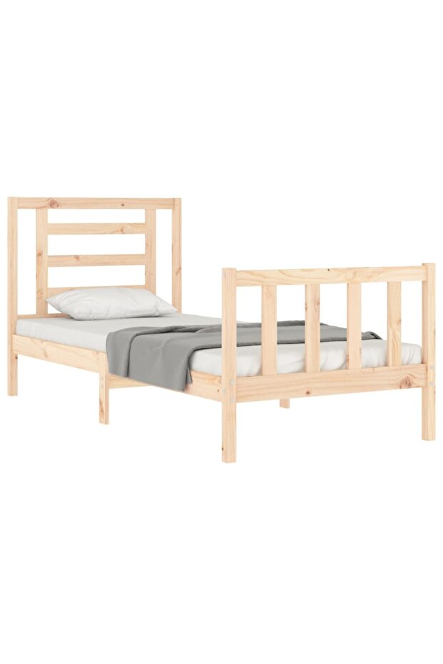Bed frame with headboard, 90x200 cm, solid wood - 4