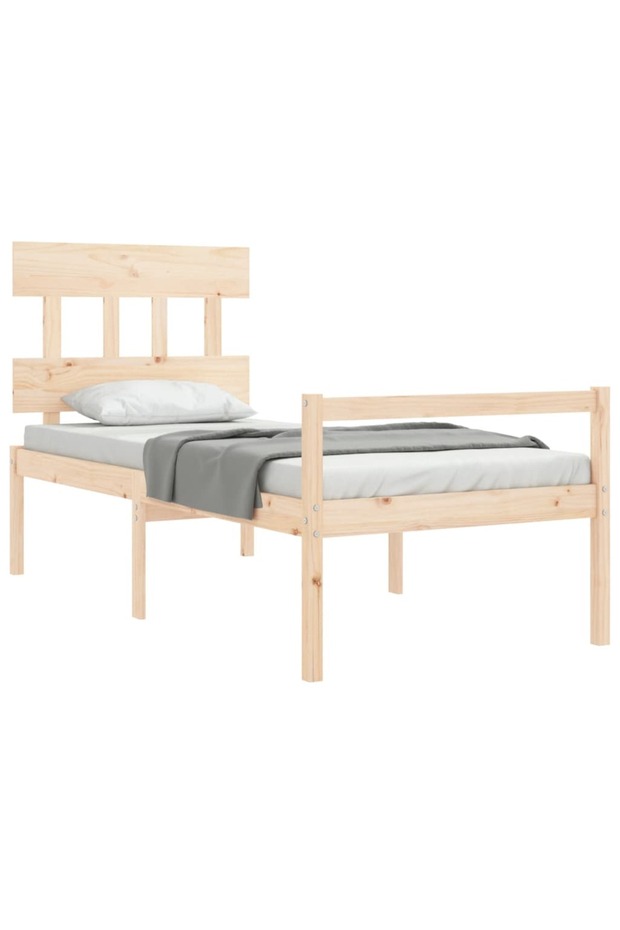 Bed frame with headboard, 90x200 cm, solid wood - 4